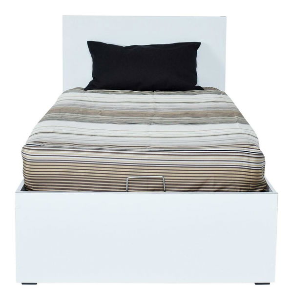 Jednolůžková postel 90 cm Kalabora (s roštem) (s úl. prostorem) (bílá)