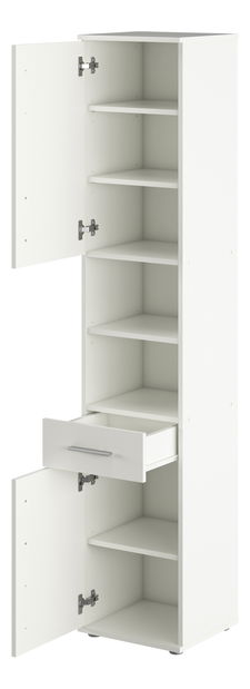 Vysoká koupelnová skříňka Leah 05 (bílá matná)