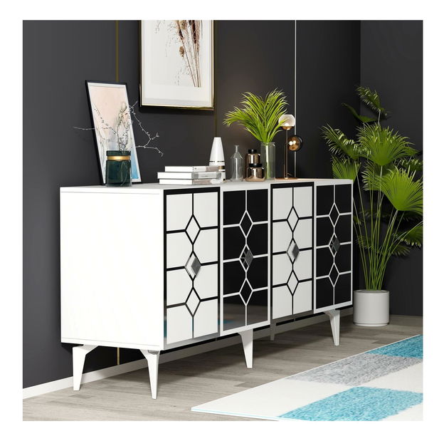 Skříňka Kavesi 1 (bílá + stříbrná)