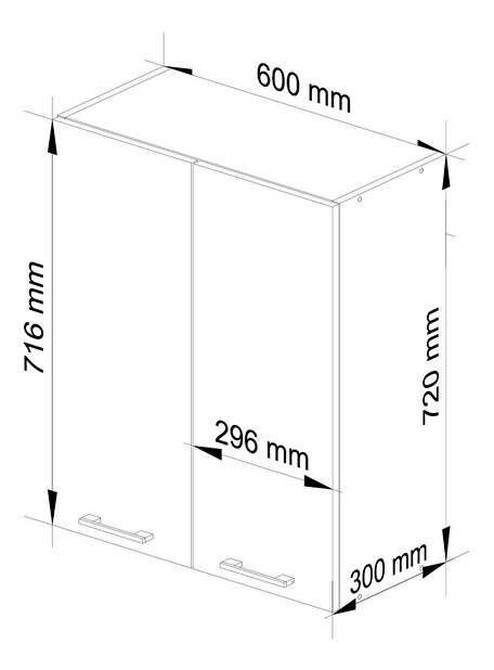 Horní kuchyňská skříňka Ozara W60 H720 (bílá + grafit lesk)