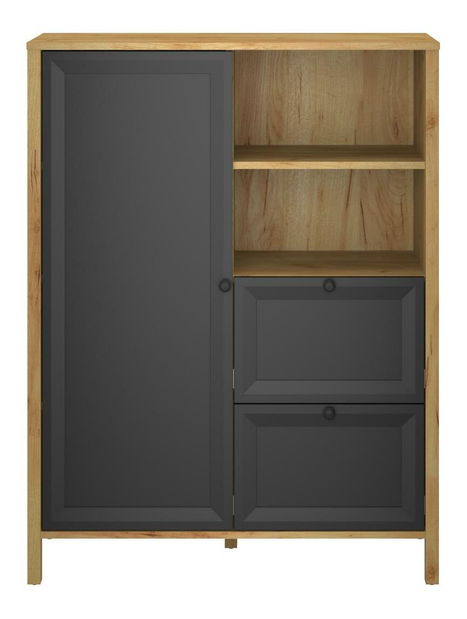 Regál Bruselas (dub craft zlatý + černá)