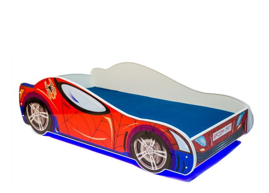 Dětská postel 140x70 cm Spiderman (s roštem a matrací) (modrá + červená)