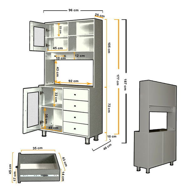 Příborník Grandene (antracit)