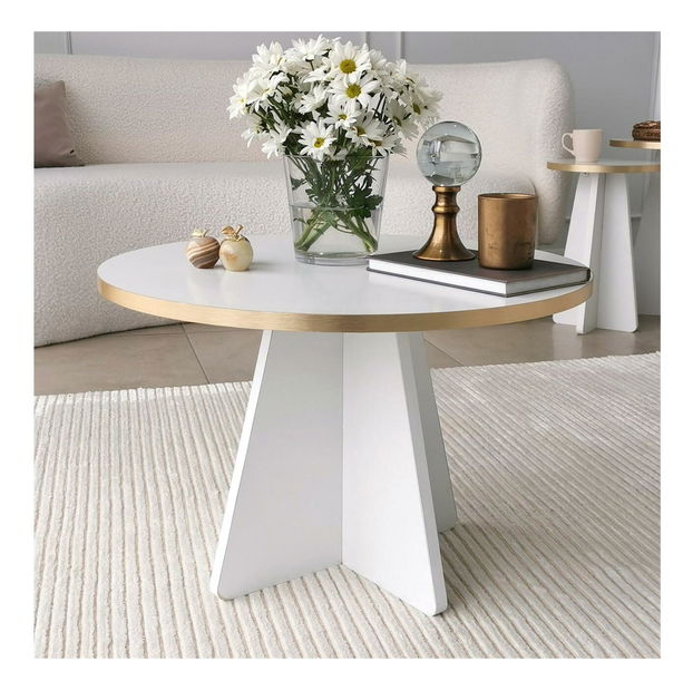 Konferenční stolek Kabivo 1 (zlatá + bílá)