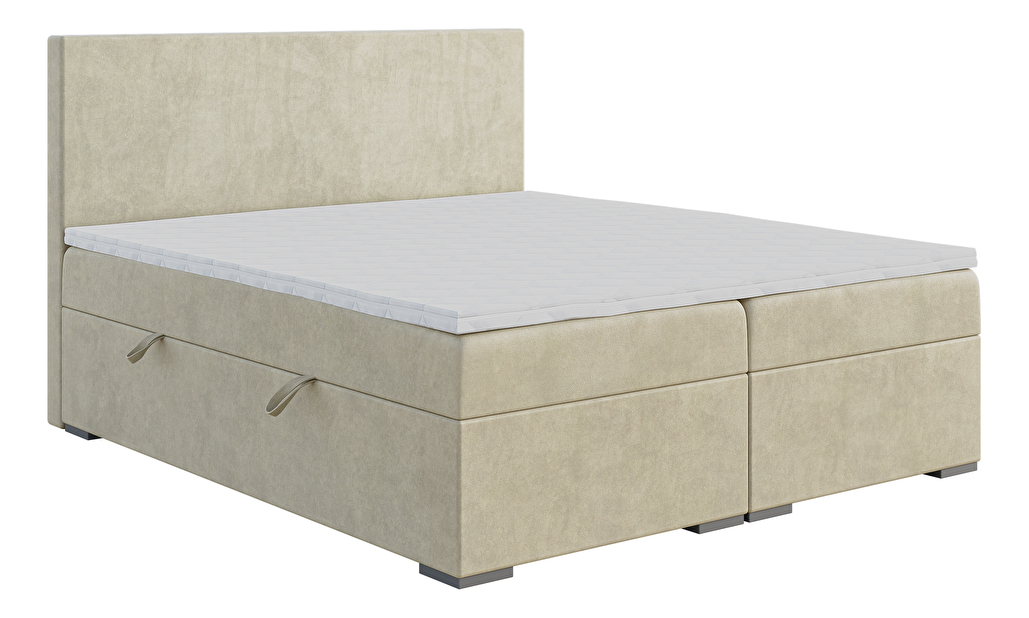 Boxspring postel 160 cm Lemmy (světlobéžová) (s matrací a úl. prostorem)