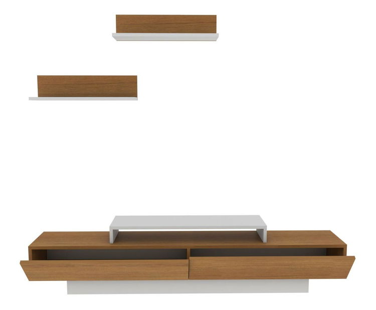 Obývací stěna Lusalona (bílá + teak)