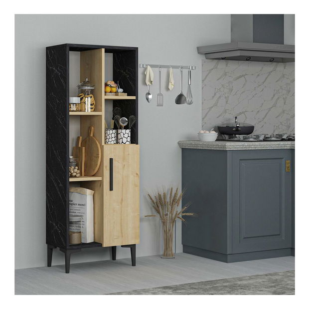 Regál Nobuti (dub safírový + černá)