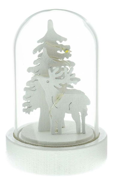 Vánoční skleněná kopulka s dřevěným dekorem 1 LED RXL 320