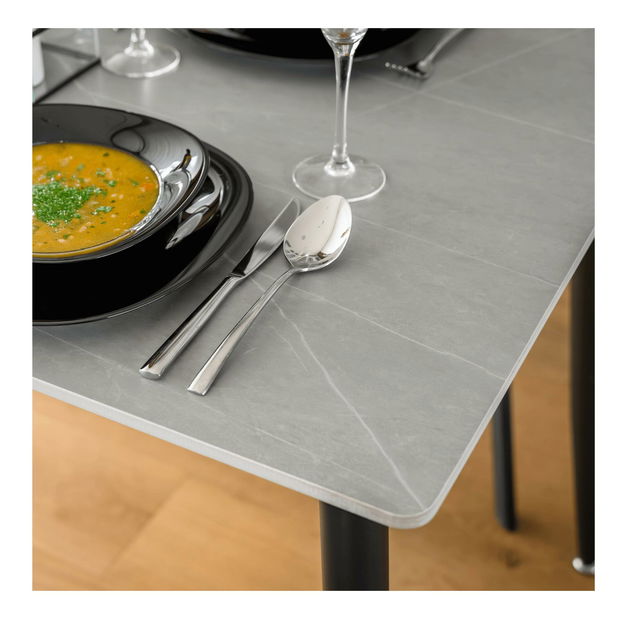 Jídelní stůl Fresia 1 (šedý mramor + černá) (pro 4 osoby)