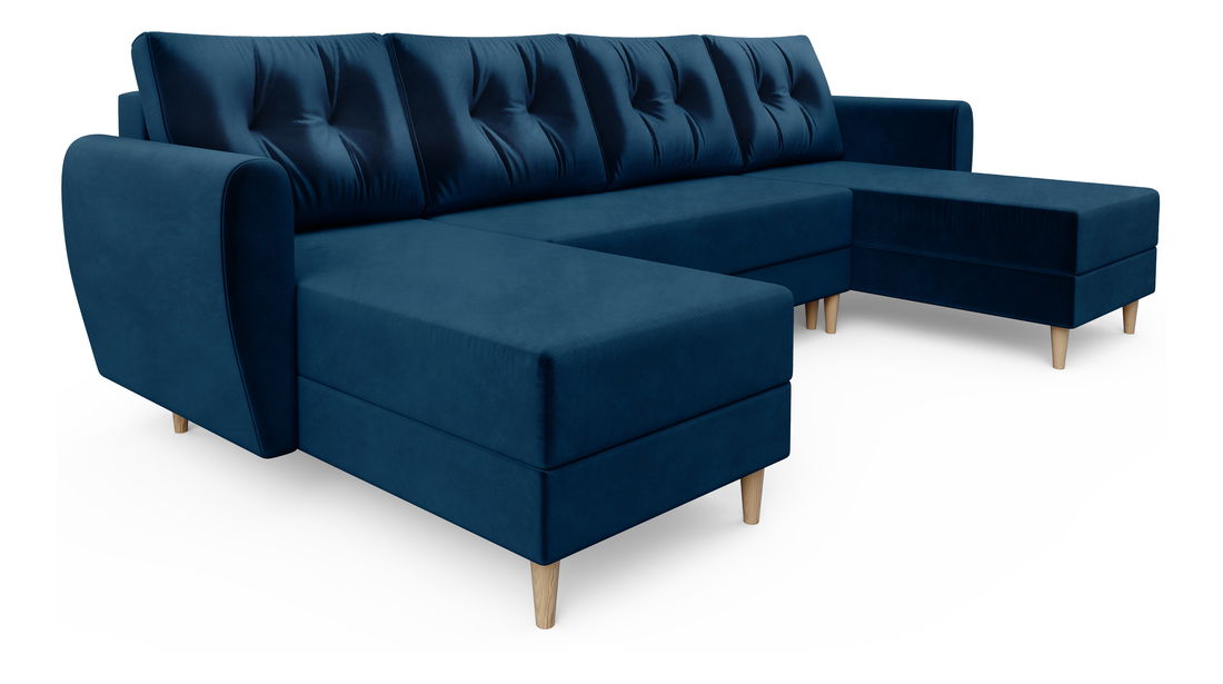 Rohová sedačka ve tvaru U Palermo (modrá) (L)