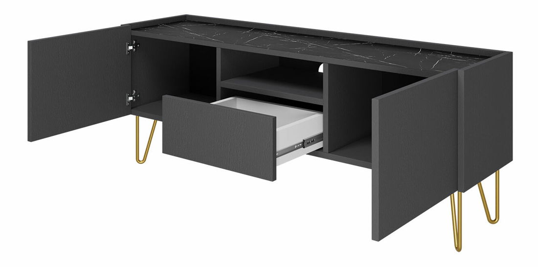 TV stolek Amaryllis ARTV144 (černý grafit + černý královský mramor) *výprodej