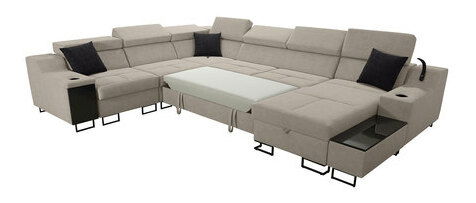 Rohová sedačka U Pesaruna VIII (modrá + šedá) (s úl. prostorem) (L)