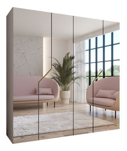 Šatní skříň Alaris 3 200 (kašmír + zlatá) (se zrcadlem)