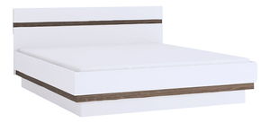Postel s úložným prostorem Lonet (bílá + dub sonoma tmavý truflový) 