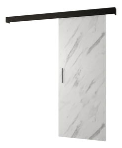 Posuvné dveře 90 cm Sharlene I (mramor bílý + černá matná + stříbrná)
