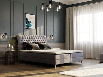 Boxspring postel 180 cm Molera (bílá ekokůže) (s úložným prostorem)