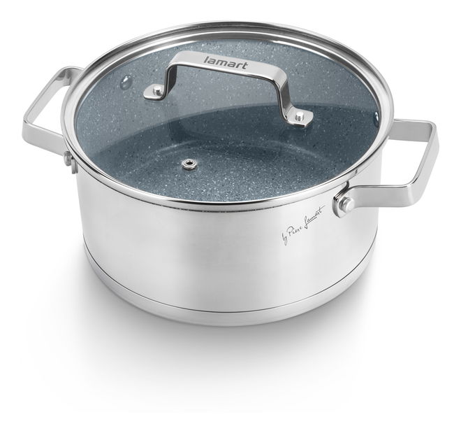 Hrnec s pokličkou Lamart Stoness 20cm (šedá)