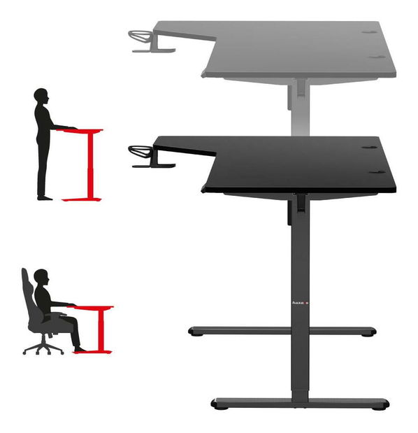 Elektricky nastavitelný Rohový PC stolek Hyperion 9.1 (černá) *výprodej