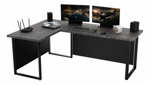 Rohový pc stůl Vintid (tmavý beton)