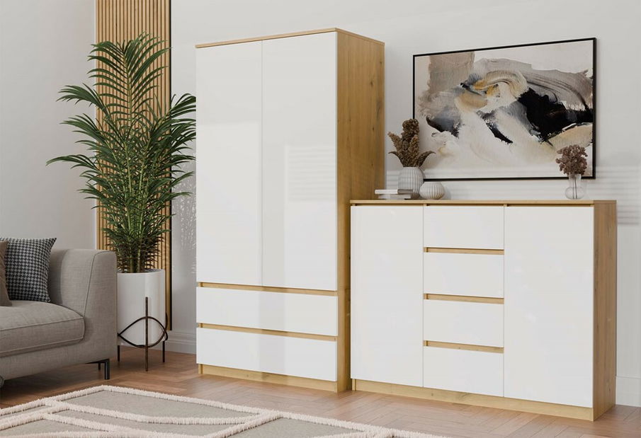 Komoda Musecalo 8 (dub artisan + bílá)