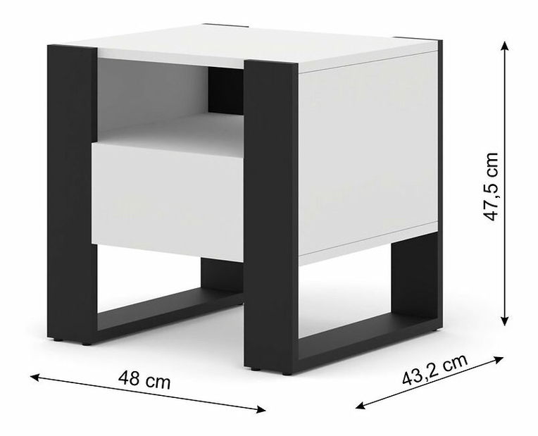 Noční stolek Montana (bílá + černá)