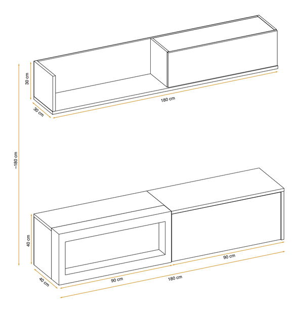 Obývací stěna Dalton ANFS DLB (antracit + dub flagstaff)