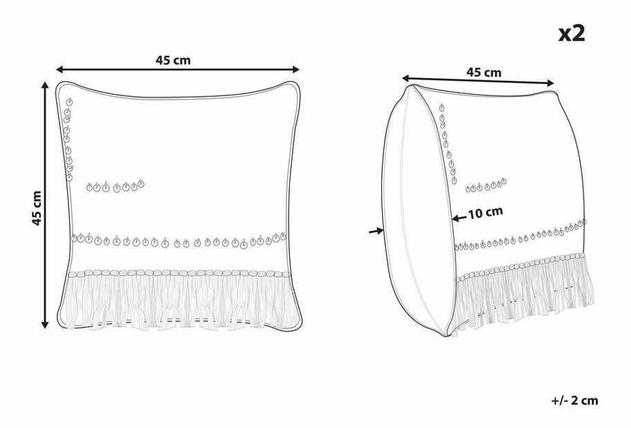 Sada 2 ozdobných polštářů 45 x 45 cm Vaya (béžová)