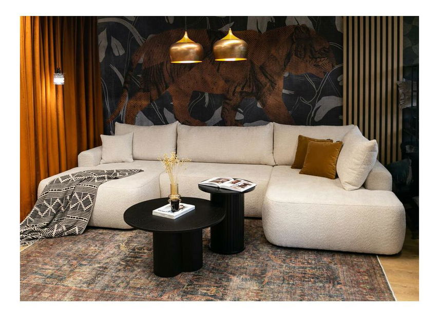 Rohová sedací souprava ve tvaru U Olivo U (P) (béžová + černá)