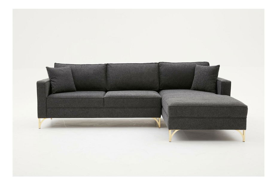 Rohová sedací souprava Brenen (P) (antracit + zlatá)