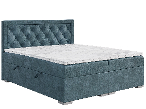 Boxspring postel 160 cm Maximilian (džínová modrá) (s matrací a úl. prostorem)