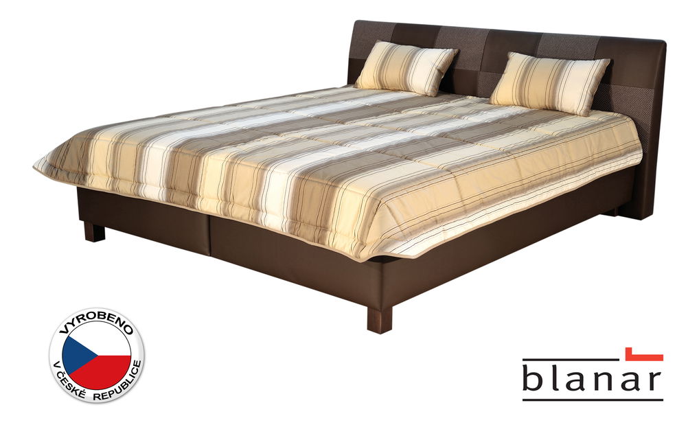 Manželská postel 180 cm Blanár Nice (s roštem a matracemi) (béžová + hnědá)