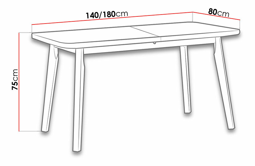 Stůl Harry 80 x 140+180 VI (bílá L) (bílá)