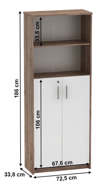 Regál se skříňkou Hansa 2 NEW 10 (kraft dunkel + bílá)