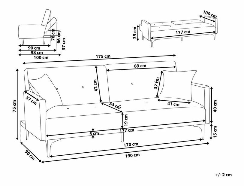 Pohovka třísedačka Lucza (písková béžová)