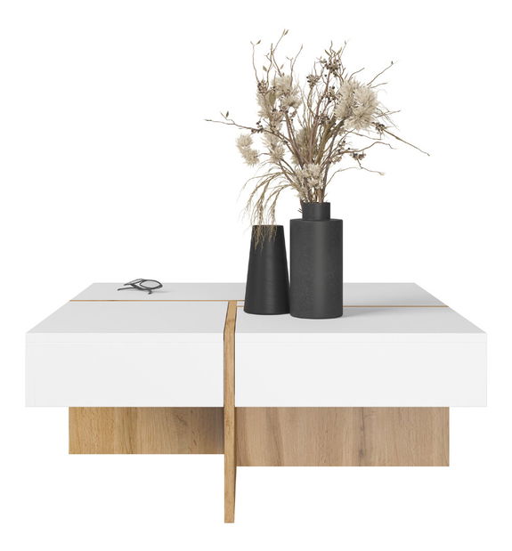 Konferenční stolek Dwayne (dub artisan + bílá)