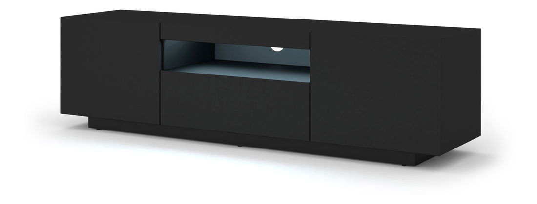 TV stolek/skříňka Aurinko 150 (matná černá) (s osvětlením)