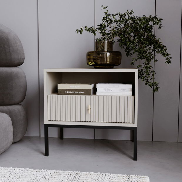 Noční stolek Militaba (kašmír + černá)