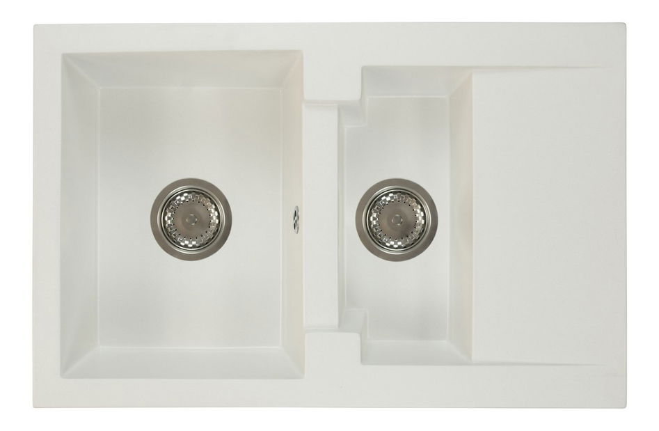 Kuchyňský dřez Dortuna (bílá) (bez otvoru pro baterii) (P)
