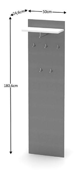 Věšákový panel Tempo Kondela Rumia (grafit + bílá)