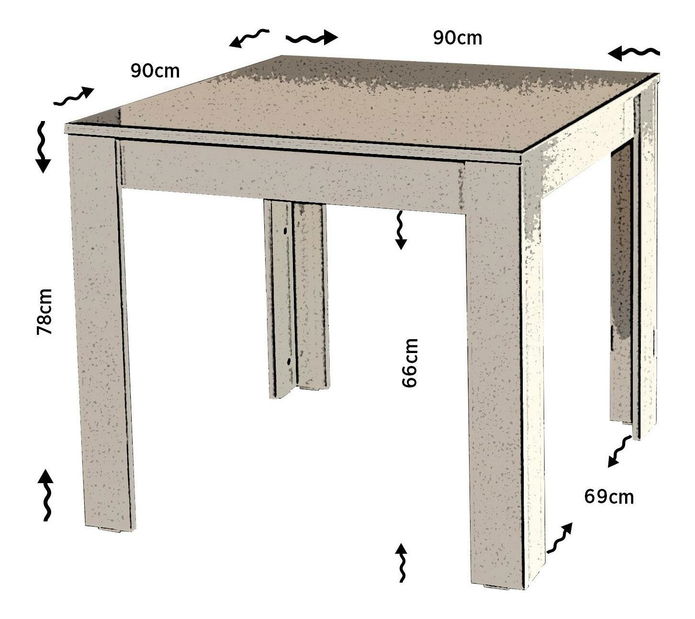 Jídelní stůl Signal 90 (pro 4 osoby) (bílá)