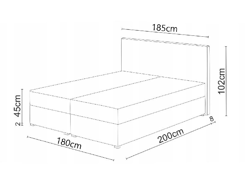 Kontinentální postel 180x200 cm Waller (světlohnědá) (s roštem a matrací)