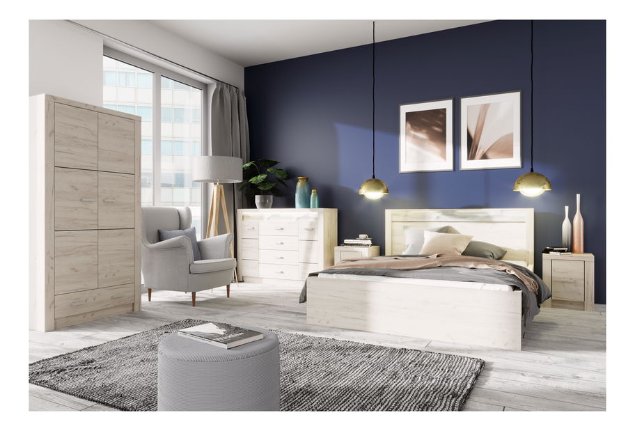 Regál Indie 05 (s LED osvětlením) (craft bílý)