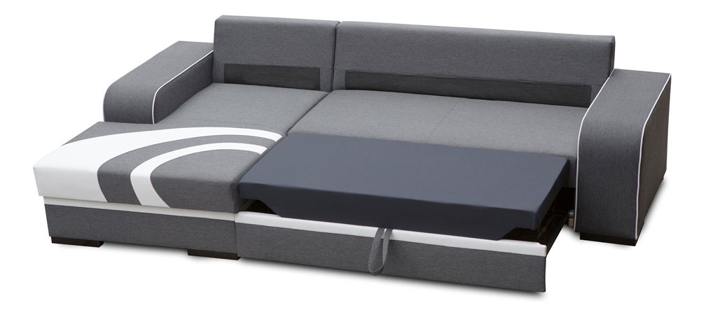 Rohová sedací souprava Foster (tmavěšedá + bílá) (L)