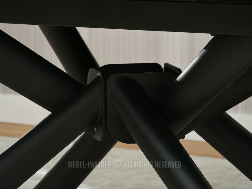 Jídelní stůl Denzel (bílý mramor + černá)