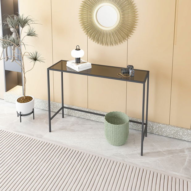 Konzolový stolek Canva (černá + sklo)