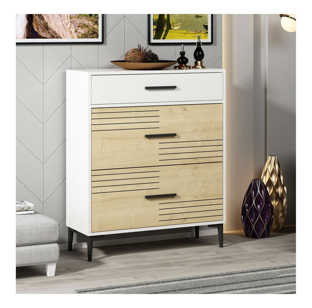  Konzolový stolek Kebose (bílá + dub safírový)