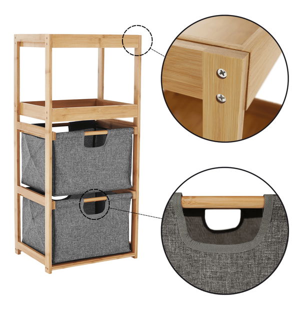 Regál Kendra (bambus + šedá)