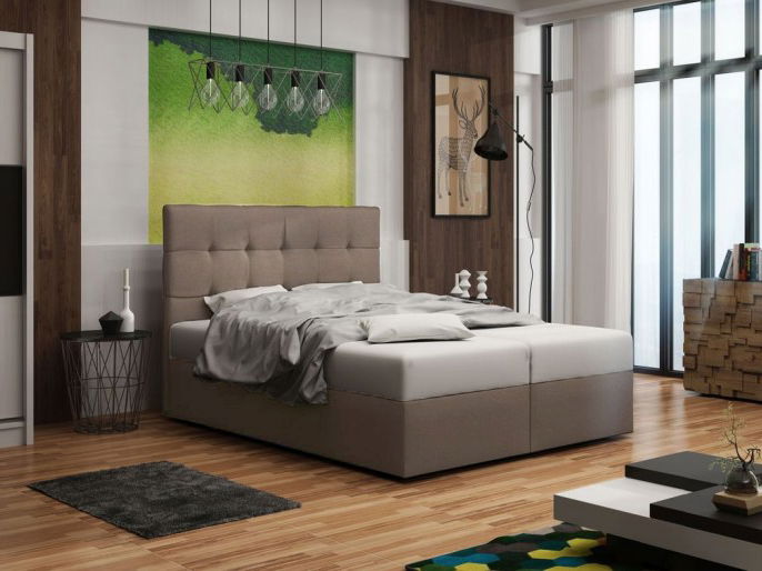 Manželská postel Boxspring 140 cm Duel 2 (hnědá) (s matrací a úložným prostorem)