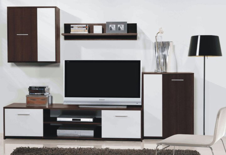 Obývací stěna Nikita Plus PCOM02 wenge+bílá