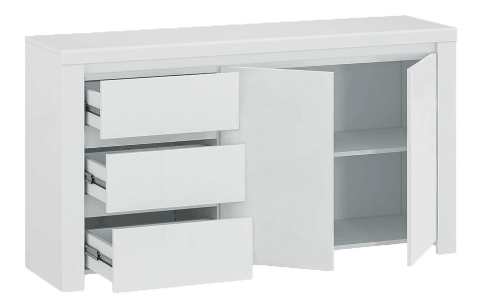 Komoda Lafer 2D3S (lesk bílý)